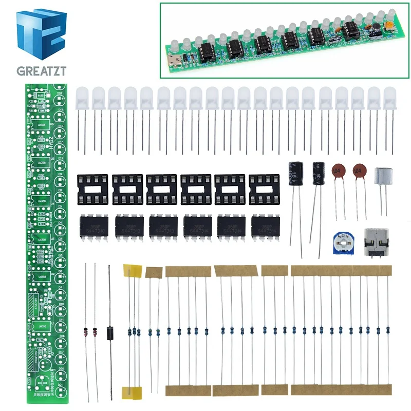 USB audio spectrum lamp kit LED car volume level indicator music audio display circuit board to increase the hands-on ability