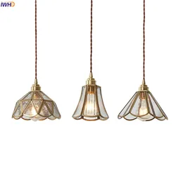 IWHD 2022 NEW Nordic Glass LED Pendant Lights Fixtures Copper Bedroom Dinning Room Restaurant Modern Hanging Lamp Lighting