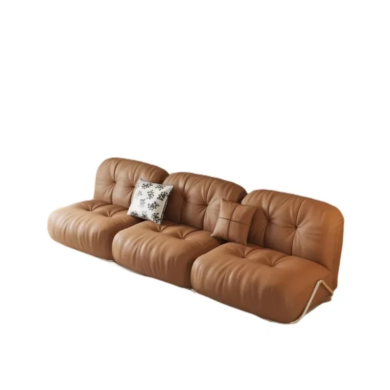 

Designer replica module sofa black leather art pull button small apartment sofa