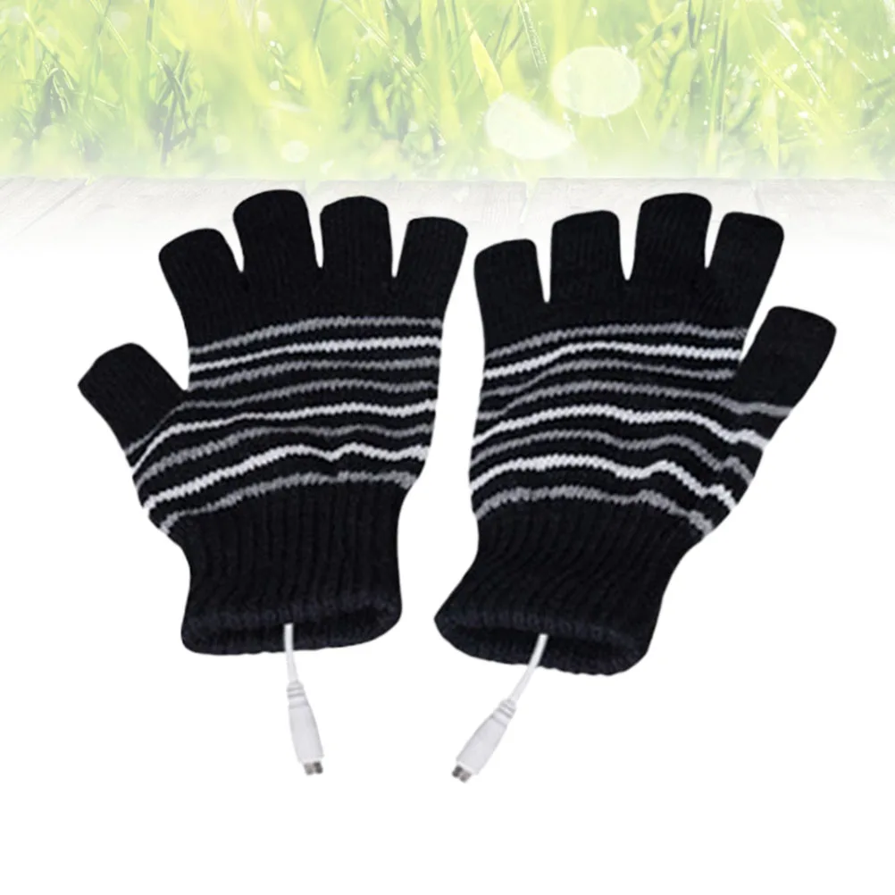 

Heated Gloves Winter Half Finger Mittens Black Hand Warmer Electrothermal USB Charging Warm Hands Soft Material Faster