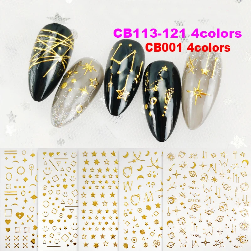 1PC Luxury Nail Sticker Charm Logo Noctilucent Manicure Art Decorations Decals Foil Gold Silver Nail Sticker CB001 CB113