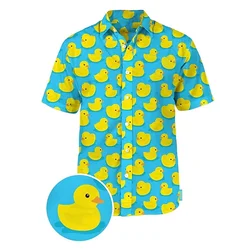 New Duck 3d Print Shirts Men Fashion Hawaiian Shirt Short Sleeve Casual Beach Shirts Boys Single-Breasted Blouse Men's Clothing