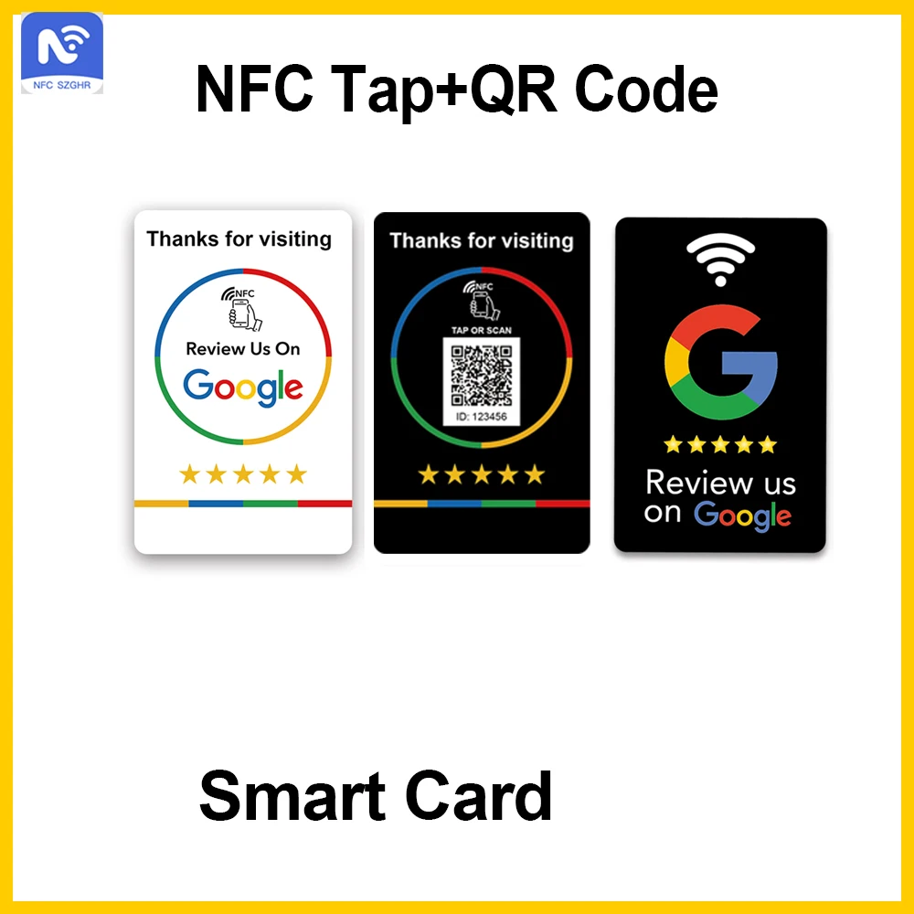NFC 215 Programmable QR code Google Review Card Unlimited Free QR Code Changes Improve Evaluation Quickly Configure Feedback