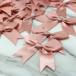 (20pcs) 1'' 25mm Fresh Pink Ribbon Small Packaging Bow Polyester Satin Bow Flower Tie Hair Accessories Fashion Accessory DIY