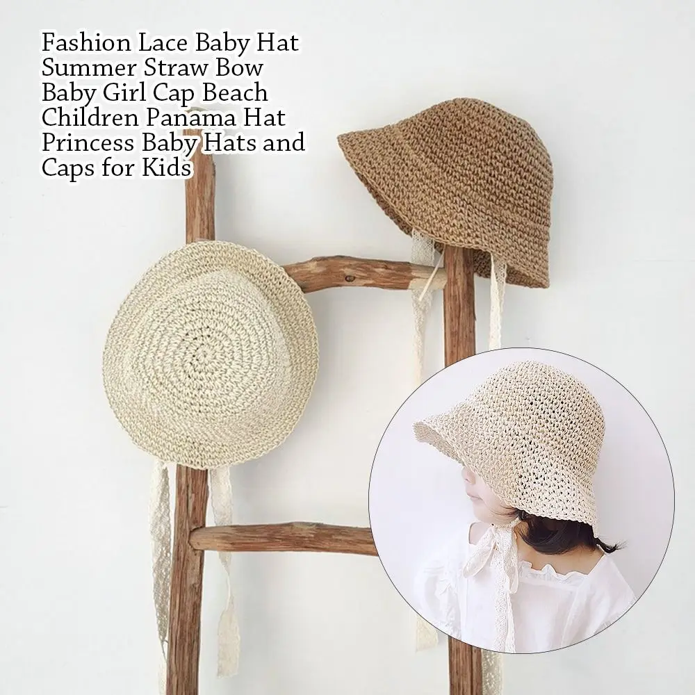 Модная повседневная пляжная шляпа принцессы, кружевная детская шляпа, соломенная кепка, панамская кепка