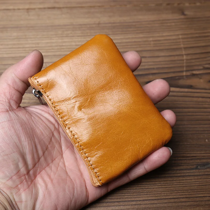 JLFGPJ Handmade genuine Leather Mini Coin Purse Unisex Top Layer Cowhide Casual And Simple Key Bag Card Bag