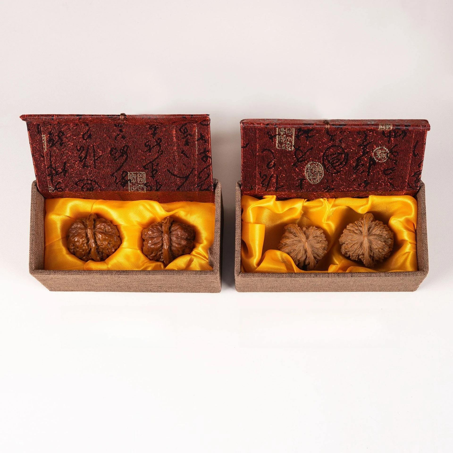 Cultural Toys, Hemp Cloth, Walnut Storage Packaging Box, Linen Cloth, Tassel, Retro Buddhist Bead Box, Gift Jewelry, Handle Box