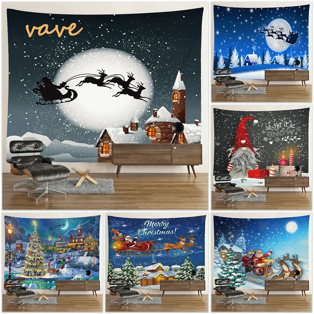 Cartoon Christmas Decoration Tapestry Wall Hanging Boho Hippie Cloth Fabric Large Tapestry Aesthetic Decorative Home Room Decor