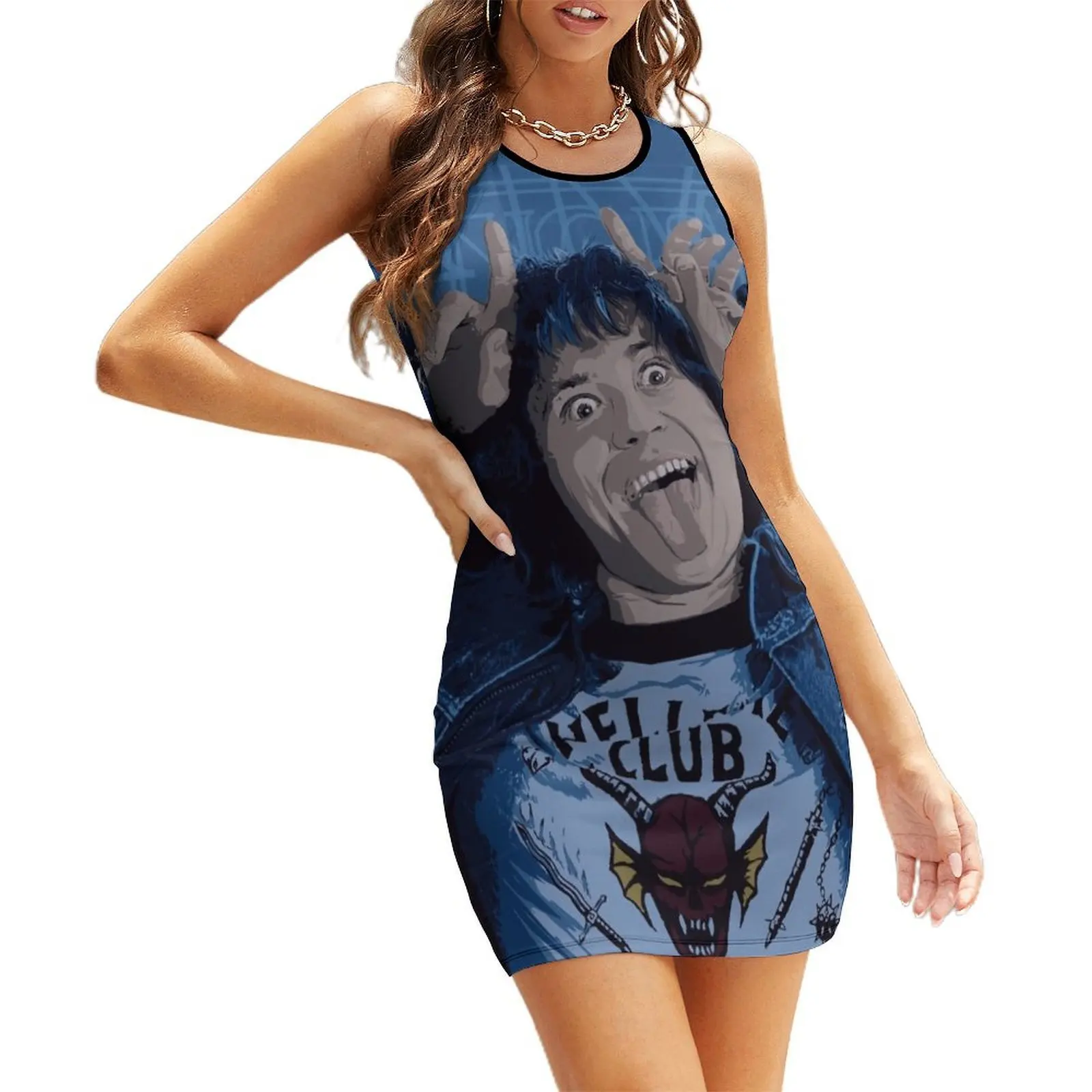 

eddie munson in blue Sleeveless Sundress chic and elegant woman dress sexy short dresses daring Woman dresses