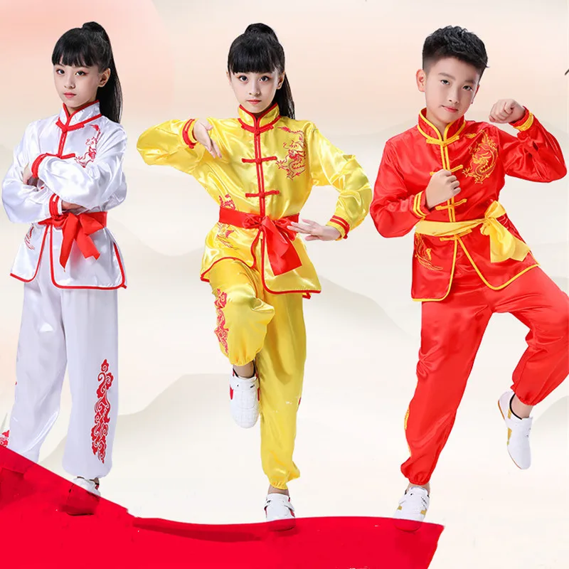 Menino tai chi conjunto cosplay conjuntos infantis realizar bebê wushu artes marciais traje roupa crianças kung fu uniforme meninas terno