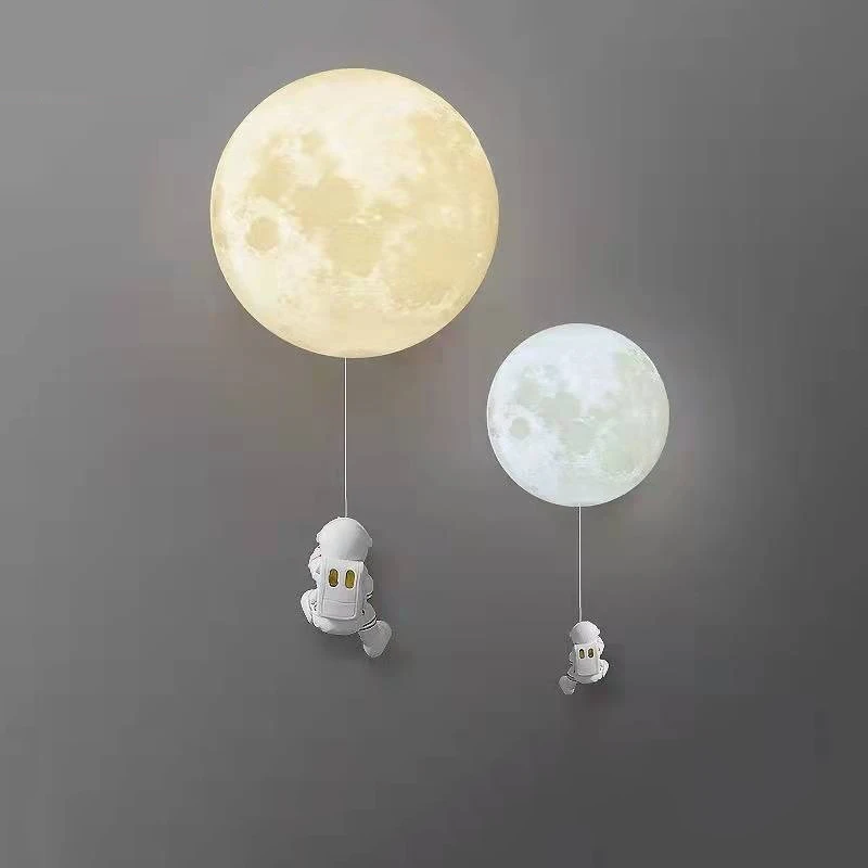 Children's Room Moon Wall Lamp Astronaut Cartoon Boy Bedroom Bedside Wall Light Bulb