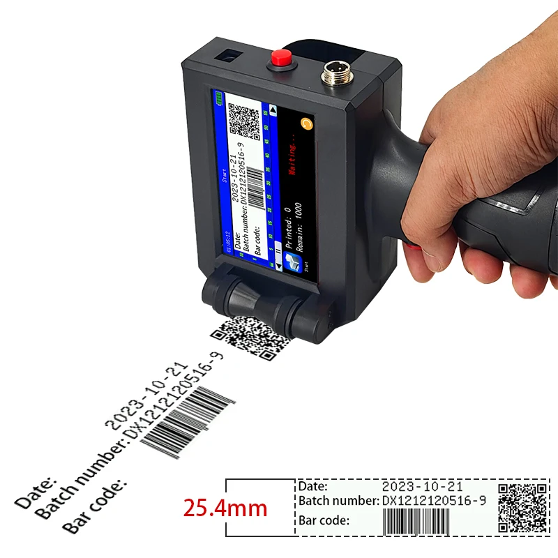 Imagem -02 - Portátil Handheld Inkjet Impressora 600dpi Expiração Data Máquina de Codificação 25.4 mm Tij Eco Solvente Barato