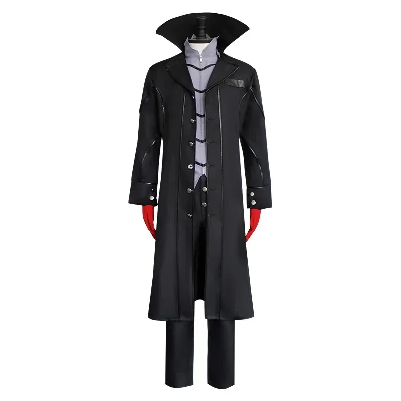 HN8 Anime Persona 5 Joker Cosplay Game P5 Rain Palace Lotus Cosplay Full Set of Clothing Wigs Glove Mask Black Overcoat Unif)4Dc