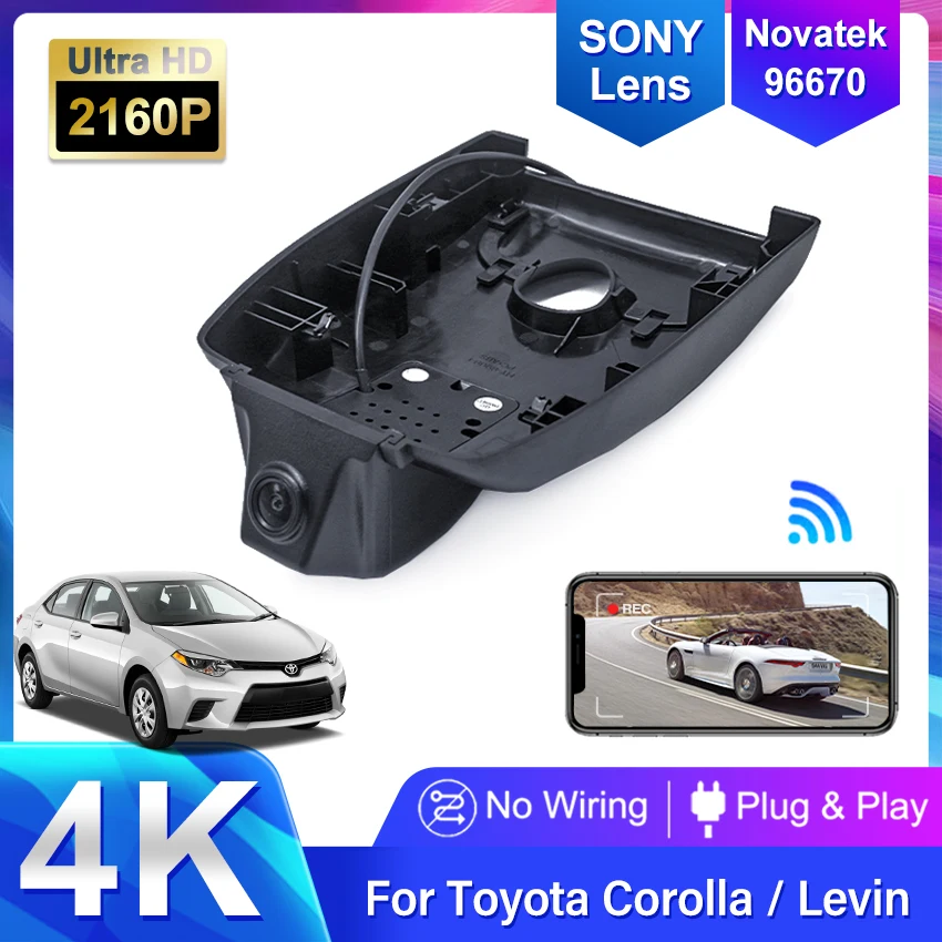 

4K 2160P Plug and play Car DVR Video Recorder Dash Cam Dual Lens Camera For Toyota Corolla 2019-2022 For Toyota Levin 2019-2023