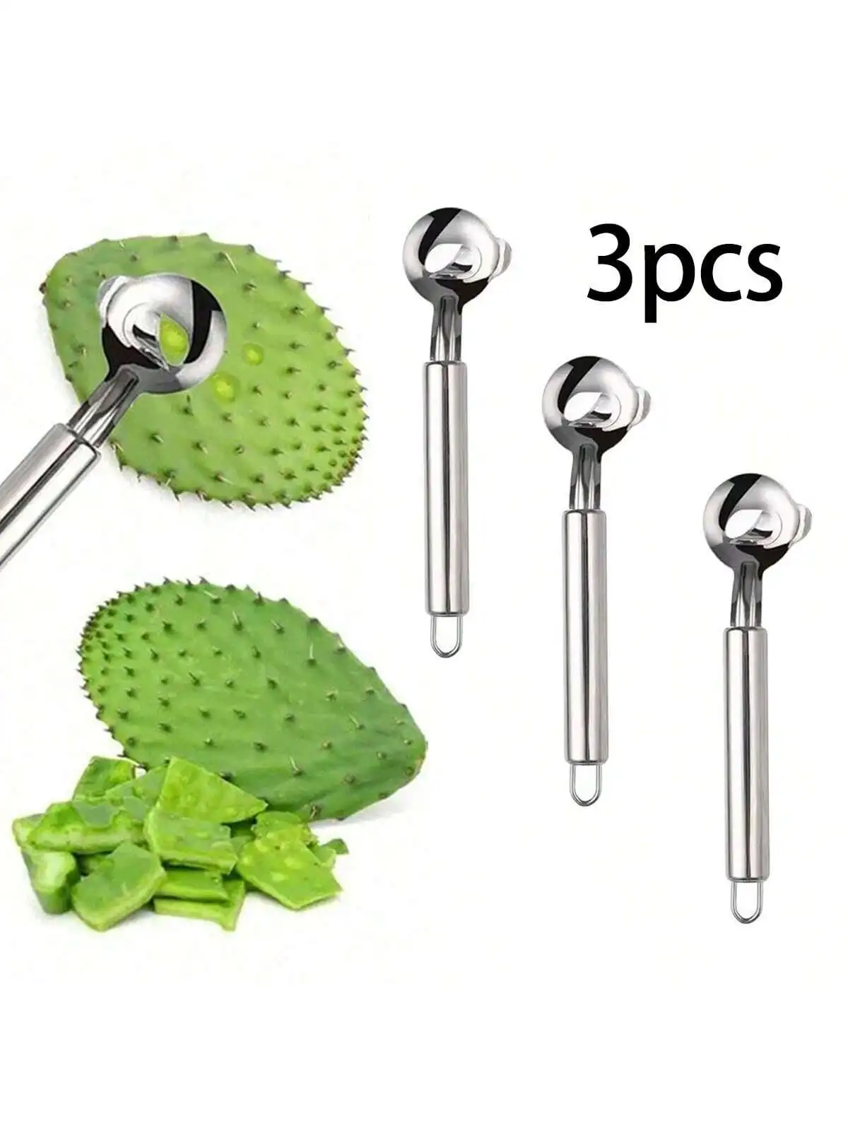 Cactus Peeler Tool Stainless Steel - Durable Thorn Remover, Easy Grip Handle, Kitchen Accessory for Home Cooking & Vegetable Pee view 2