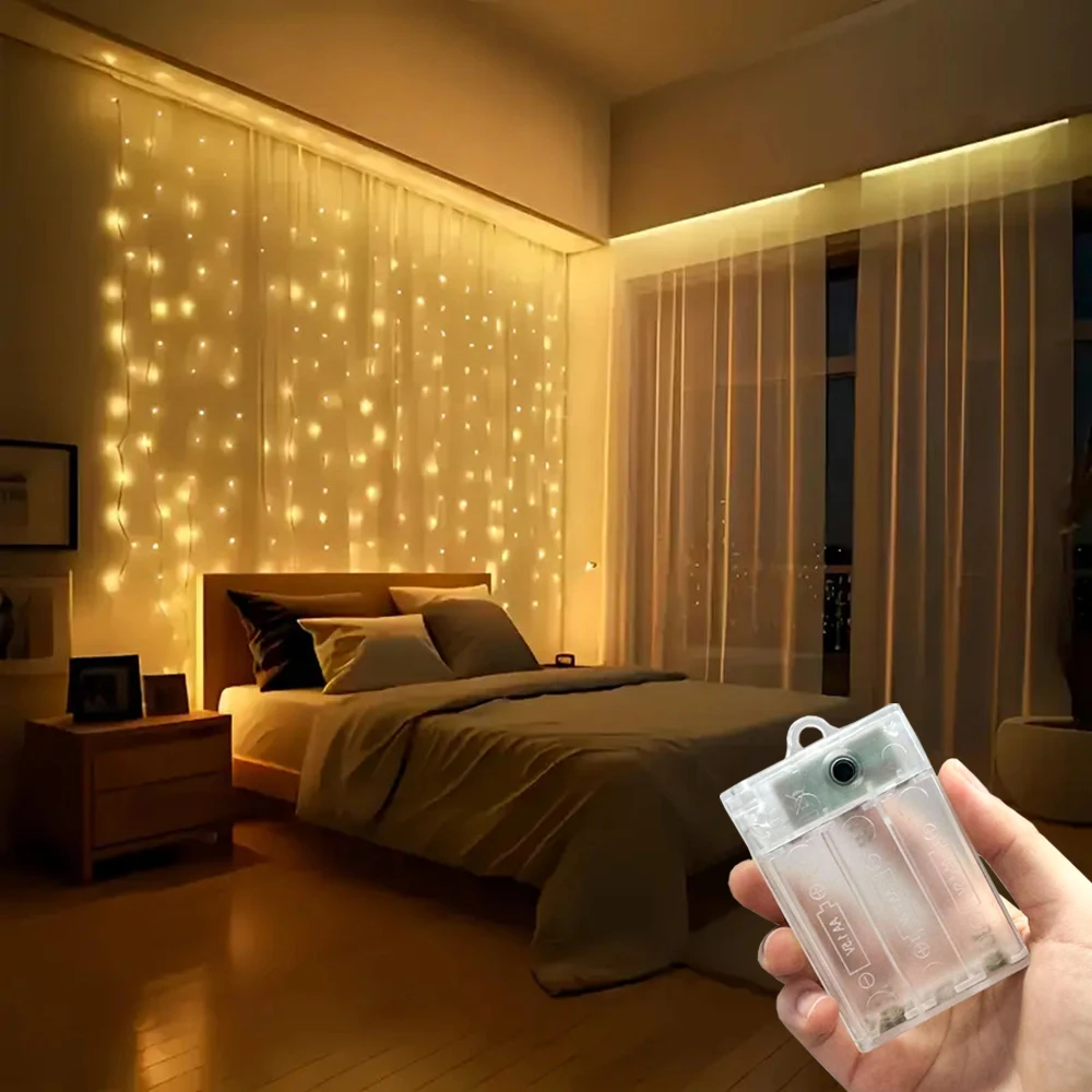 

100-600LED Battery Operated Home Decoration Curtain LED Fairy Lights Wedding Birthday Christmas Decorations for Home