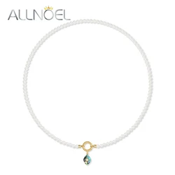 ALLNOEL 925 Sterling Sliver Necklace for Women 8*12mm Abalone Shells 4mm Pearls Unique Exquisite Elegant Wedding Gifts Jewelry