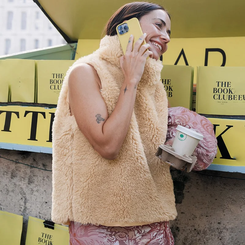 Ticketsx سترات نسائية غير رسمية من الفرو الصناعي سترة فضفاضة مرقعة متينة عتيقة جديدة سترات نسائية دافئة للتنقل