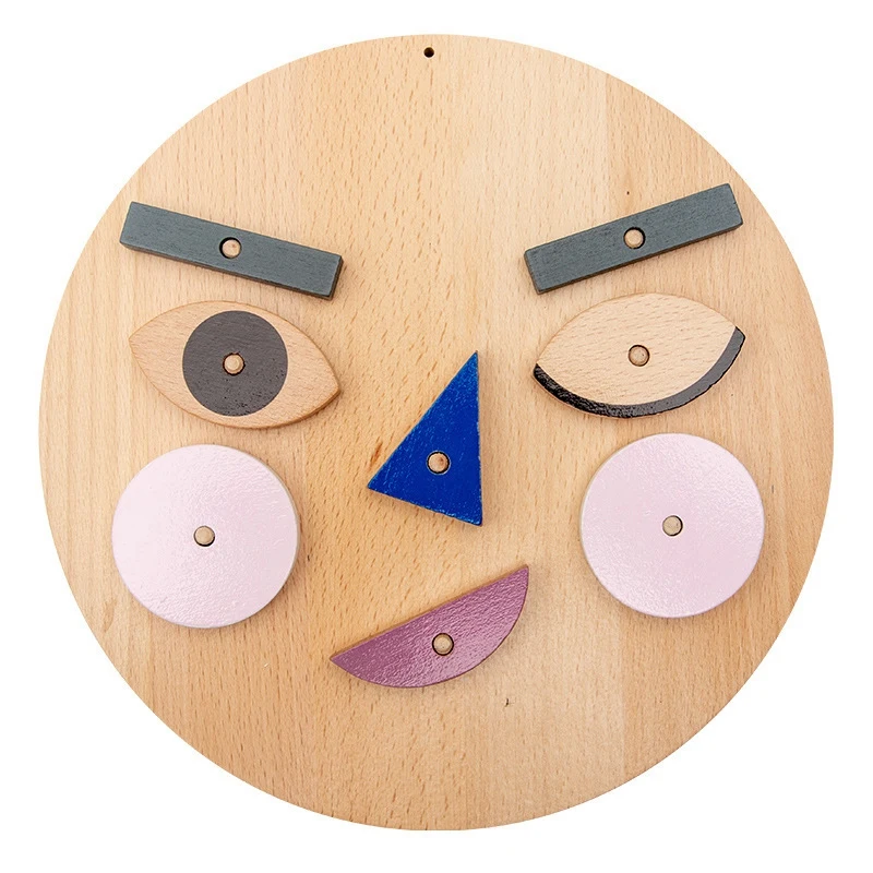 

Hot Sale Wooden Face Changing Expression Panel Emotion Cognition Blocks Toy Educational Mood Learning For Kids Gift