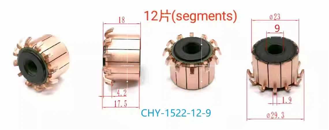 10PCs 23x9x17.5(18)mm 12P Teeth Copper Hook Type Electrical Motor Commutator,CHY-1522-12-9
