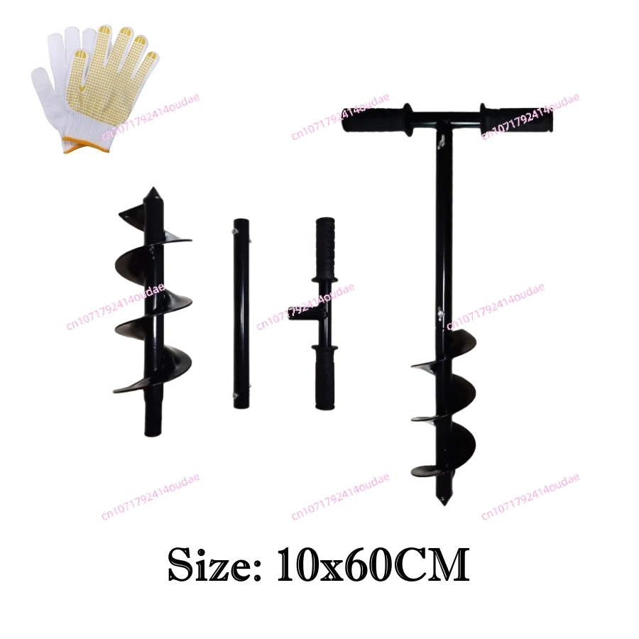 3 Sizes Hand Post Hole Digger Earth Garden Auger Drill with Gloves Spiral Drill Planter Bit for Planting Trees, Seedlings