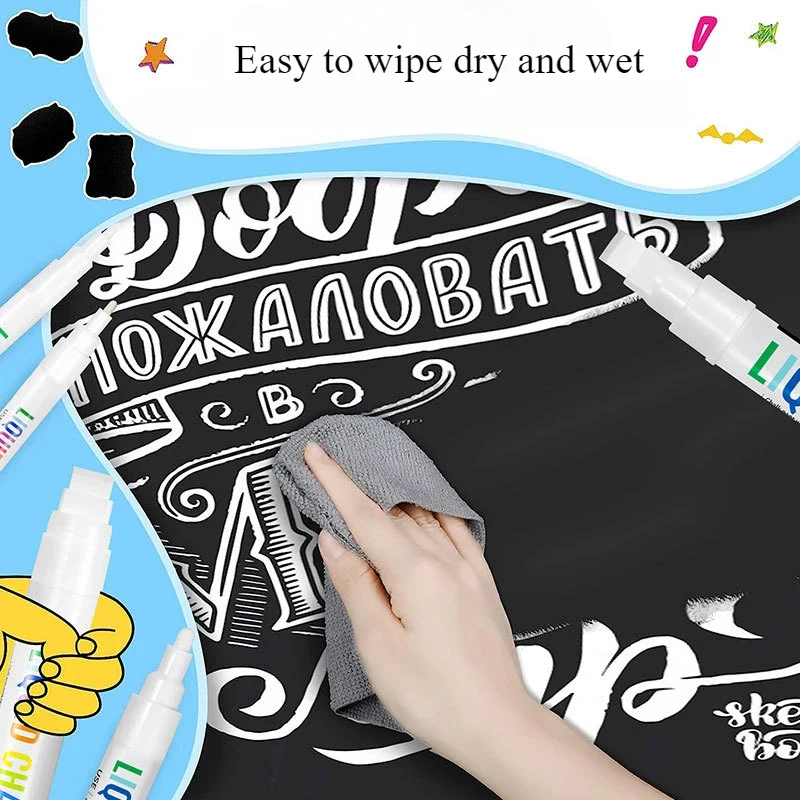 White Liquid Chalk Water-soluble Dust-free Non Dirty Hand Erasable White Marker Pen Advertising Fluorescent Board Special Pen