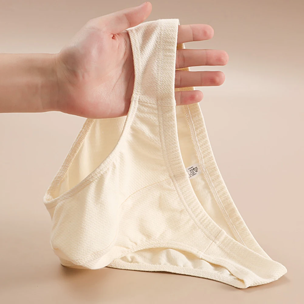 

Mid Waist Panties Cotton Underwear Classic Solid Color Briefs Mid Waist Panties Breathable Fabric Classic Style