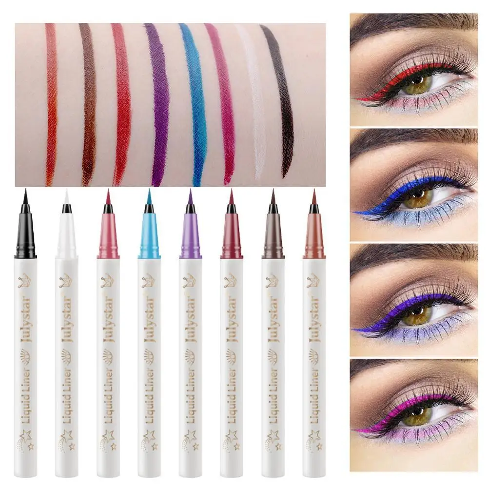 

8 Colours White Eyeliner Waterproof Soft-tip Eyeliner Pen Color Liquid Eyeliner Pen Lasting Very Fine Liquid Eyeliner Cosmetics