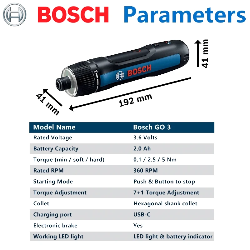 Bosch GO 3 Authentic original Mini Rechargeable Screwdriver 3.6V Internal Electricity With USB Charging Cable Screw