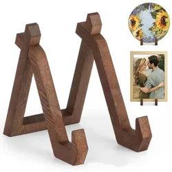 Wooden Plate Holder Display Stand Photo Frame Stand Recipe Book Record Rack Tabletop Decorative Picture Shelf Home Decoration