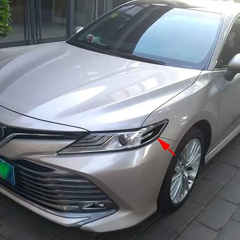 WO-Carbon Fiber For Toyota Camry 2018 2019 2020 Accessories Front Headlight Eyebrow Eye Edge Frame Decoration Cover Trim
