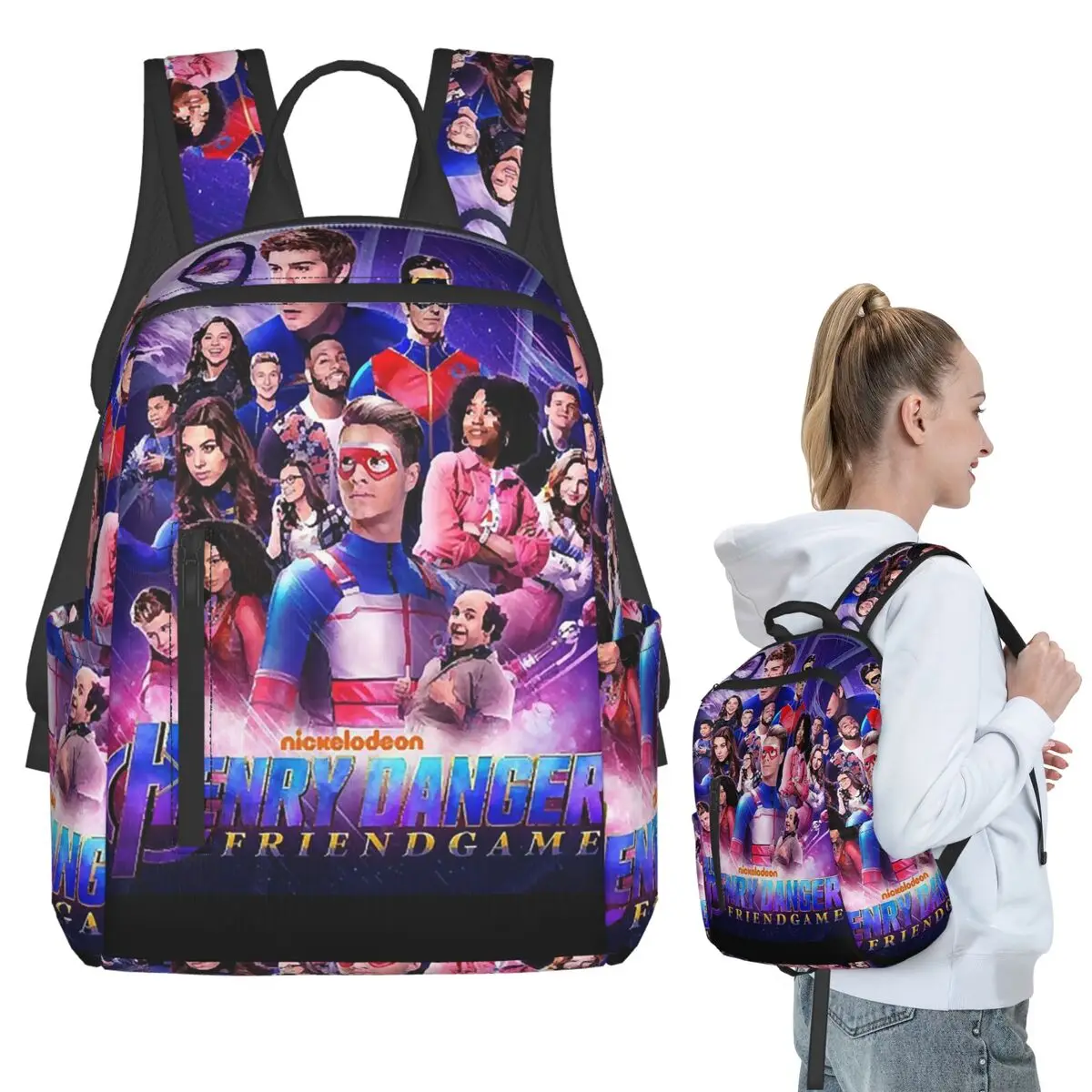 Captain Henry And Kid Danger Backpack Student BookBag Boys Girls School Bag Laptop Shoulder Bags Men Women
