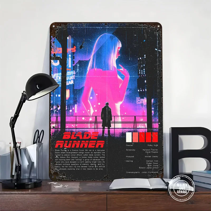 Blade Runner Movie Art 3D Texture Printed Poster Custom Vintage Metal Tin Plate Sign for Wall Art Coffee Bar Accessories Decor