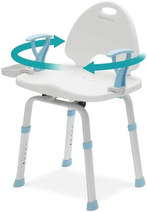 Swivel Shower Chair 450 Lbs, Heavy Duty Pivoting Bath Chair And Medical Grade Rotating Shower Seat For Inside Shower