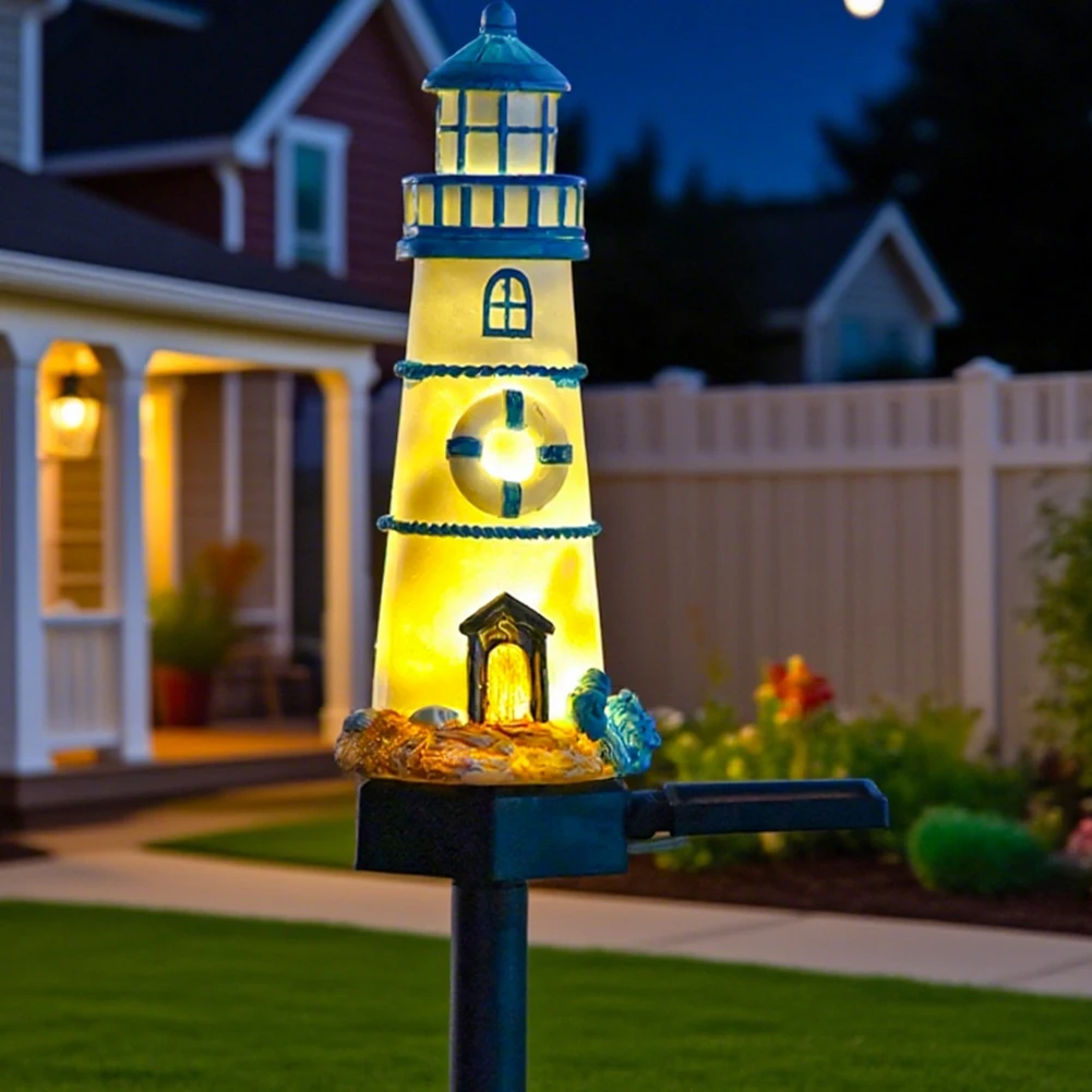 

Solar Lighthouse Lights Waterproof LED Outdoor Garden Lawn Decorative Lamp Garden Resin Handicrafts Xmas Holiday Ornaments