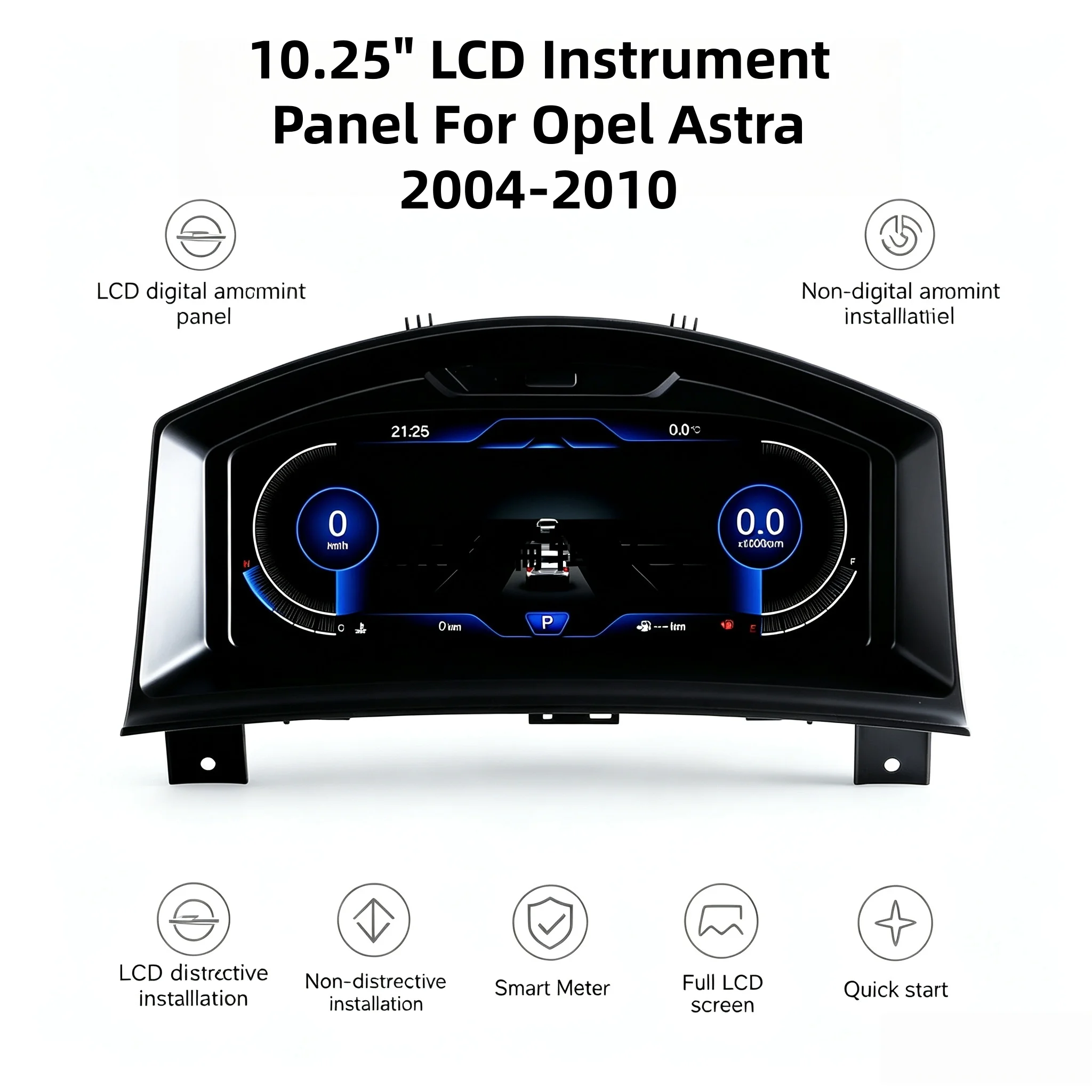 Car Digital Dashboard Linux System For Opel Astra 2004-2010 12.3 Inch Speedometer Virtual Cockpit LCD Instrument Cluster Panel
