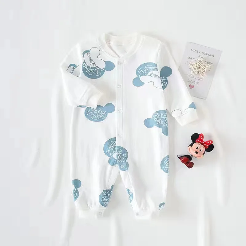 Spring Autumn Baby Rompers Boy Girl Newborn Jumpsuit Cartoon Mickey Mouse Donald Pooh Long Sleeve Toddler Kid Cotton Clothes