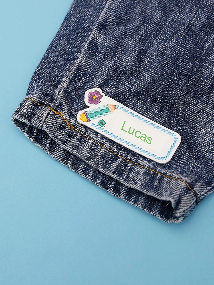 Custom Embroidery Name Sticker Washable Clothes Label Personal Name For Kids Children Sewing On School Uniform Towel Label Tag