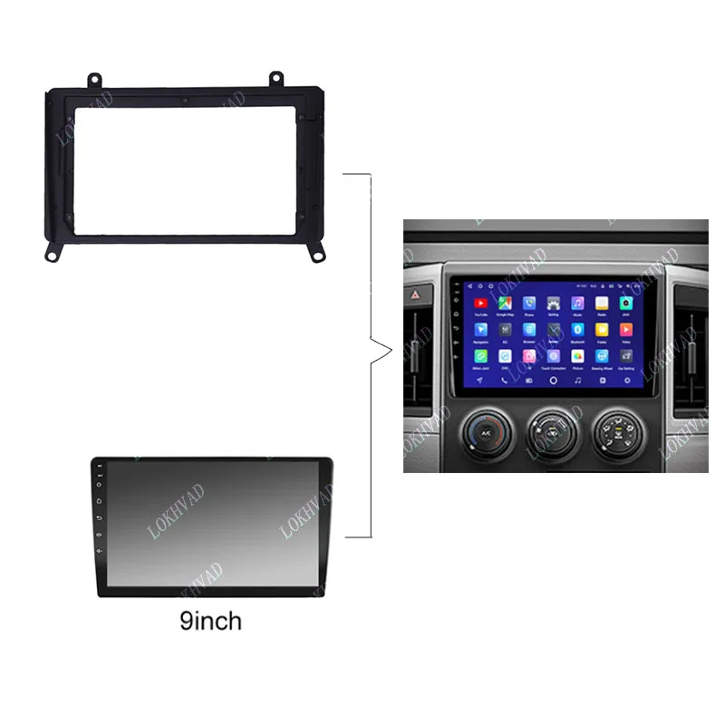 Car Android Radio Navigation Screen 9 Inch Frame For Toyota HiAce Granvia GranAce H300 2019-2022 Fascia Harness Canbus Decoder