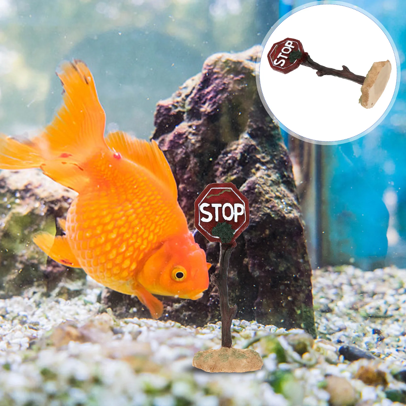 

1pc Red Sign Decor Aquarium Resin Stop Board Fish Tank Decoration Durable Non Toxic Funny Aquarium Warning Sign Red Stop