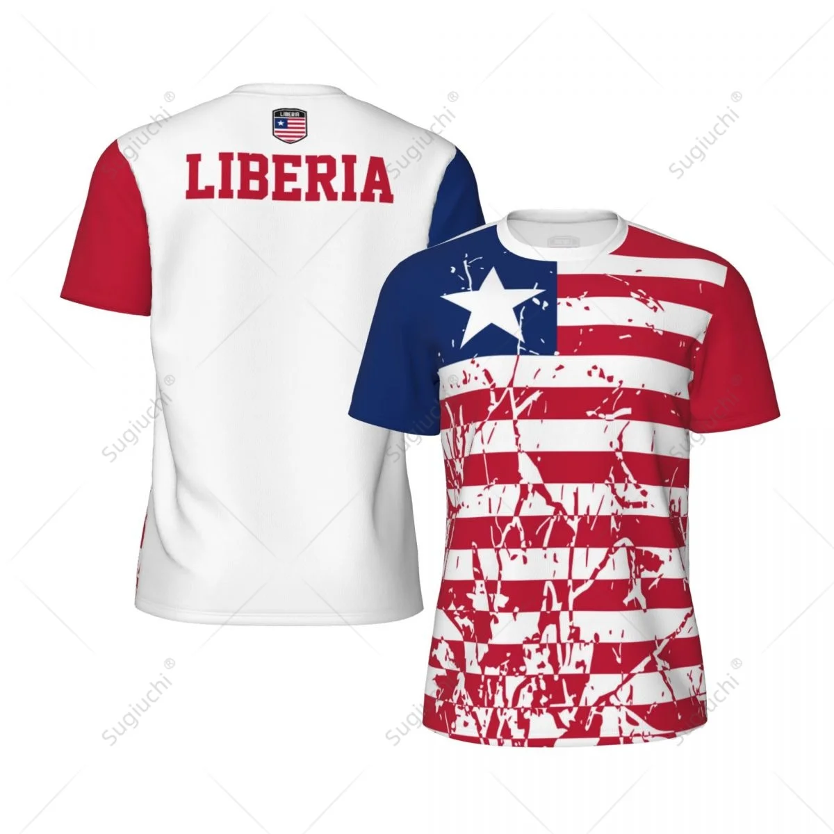 Exclusive design Liberia Flag Grain 3D Printed Men For Running Bike Soccer Tennis Fitness Sports tshirt Mesh Fans Short T-shirt