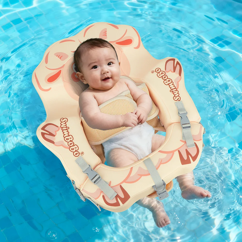 Adjustable Non-Inflatable Infant Swim Float Baby Bath Floater for 0-8 Months Pool & Bathtub