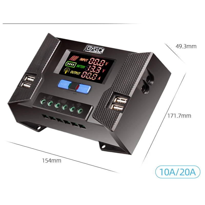 Imagem -06 - Pwm pv Controlador de Carregamento Solar Dual Usb hd Tela Colorida dc Painel Regulador Dual 20a 30a 40a 12v 24v 50v