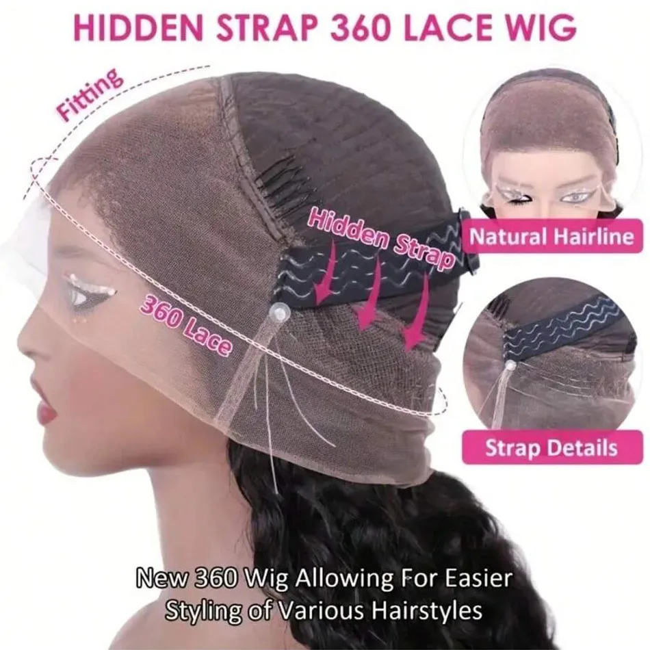 تسليط الضوء على 360 شعر مستعار أمامي من الدانتيل الكامل مع الرباط 200% الكثافة P4/27 موجة عميقة الدانتيل شعر مستعار أمامي شعر الإنسان حزام مخفي للنساء