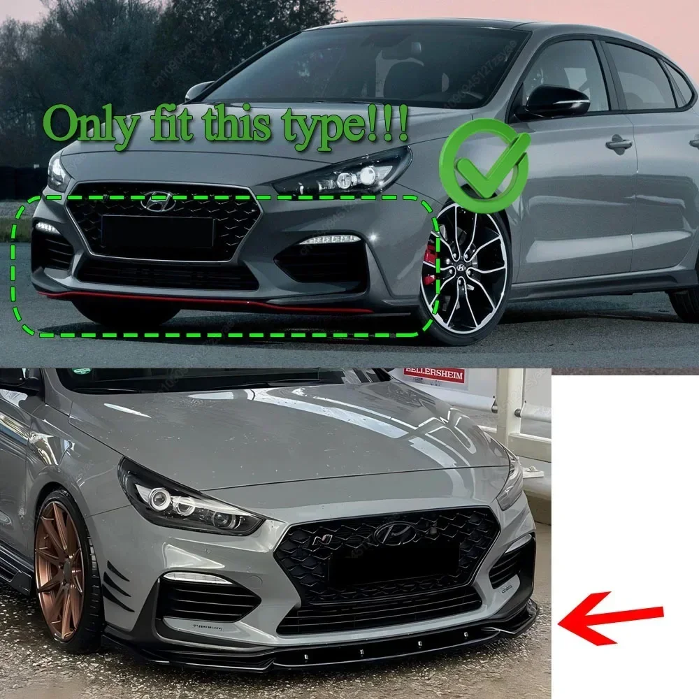 3PCS Front Bumper Lip Splitter Diffuser Body Kit Spoiler Bumper Guard Protector For Hyundai I30N MK3 2017-2019 MK3.5 2020-2023
