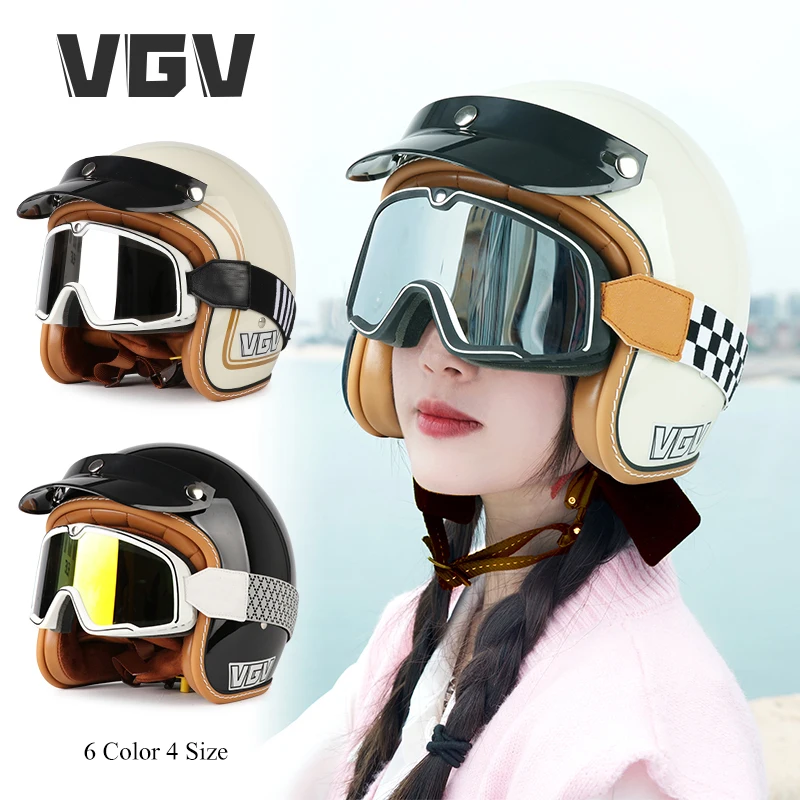 

Retro motorcycle helmet newly launched 3/4 half helmet electric bike riding cruise suitable for men and women all year round