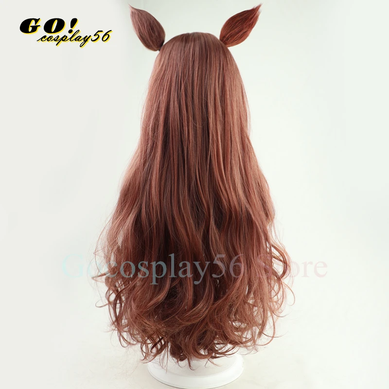 Derby Mejiro Bright Cosplay Wig Ears Tail Brown Curly Long Hair Women Girls NEW Idol Role Play