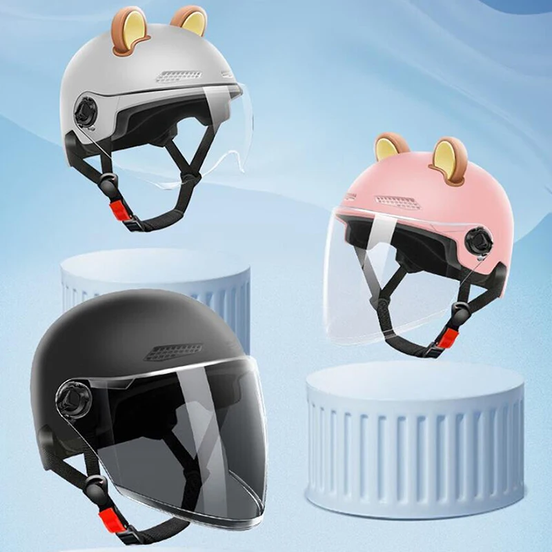 1 قطعة الكرتون دراجة كهربائية دراجة نارية نصف خوذة مع نظارات دراجة خوذة أمان 3C معتمد الرجال والنساء الكبار