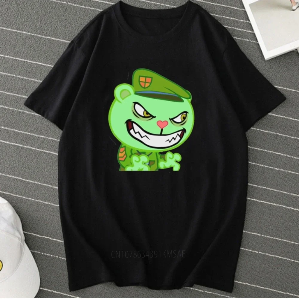 Classic Vintage Cartoon Happy Tree Friends Man T Shirt Flippy Cartoons Printed O-neck Fashion Tee Kawaii Woman Tshirt Camisetas