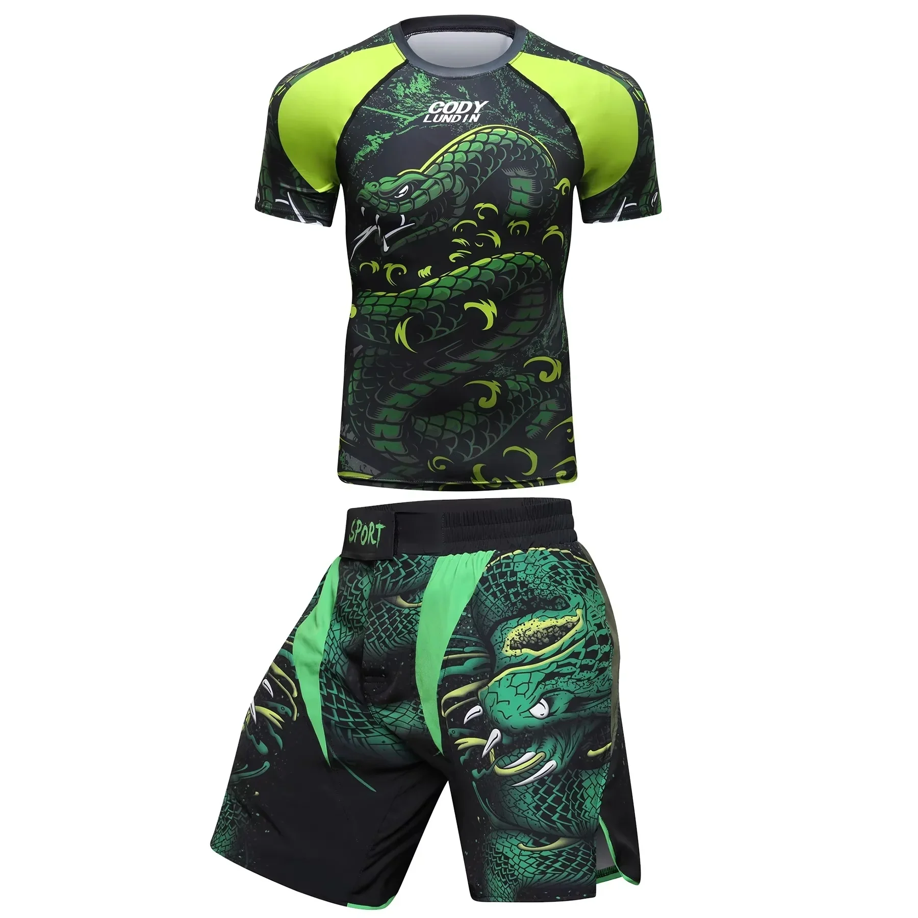 2026 selling men's mixed martial arts training set, Muay Thai shorts and Brazilian Jiu Jitsu T-shirt+pants for boxing/wrestling